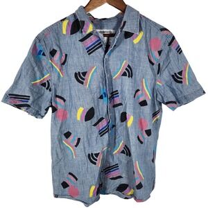 Target 2021 Take Pride Button Up Chambray Shirt Rainbow Geometric Size Medium